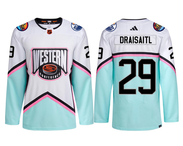 Men's Edmonton Oilers #29 Leon Draisaitl 2023 White All-Star Game Stitched Jersey Men's Edmonton Oilers #29 Leon Draisaitl 2023 White All-Star Game Stitched Jersey